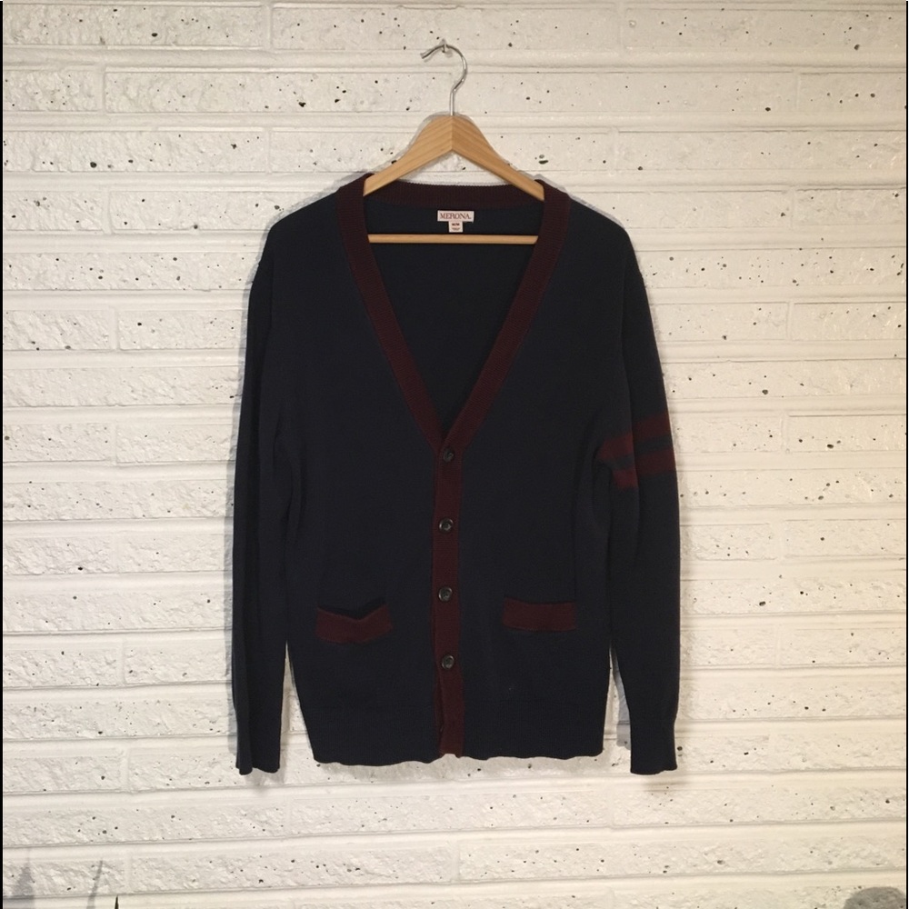Navy Blue and Maroon Cardigan